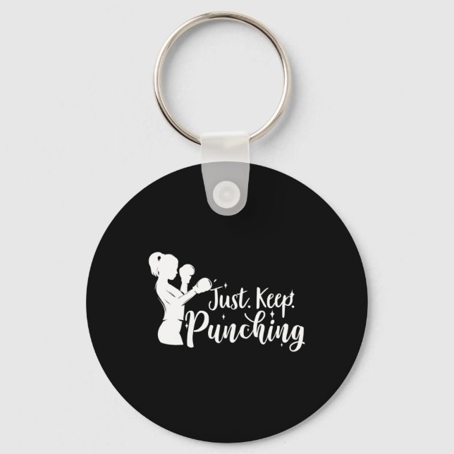 Just Keep Punching - Female Boxer Gifts  Keychain (Front)