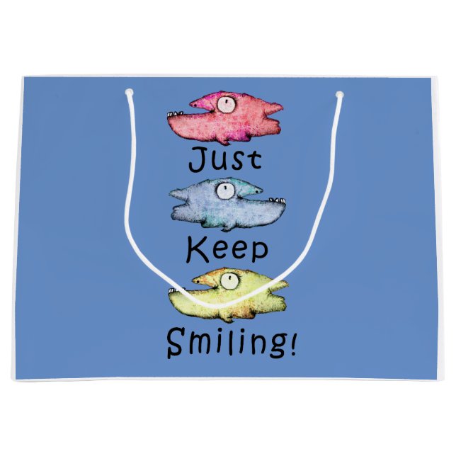 Just Keep Smiling! Colourful toothy fish Large Gift Bag (Front)