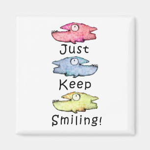 Just Keep Smiling! Colourful toothy fish Magnet