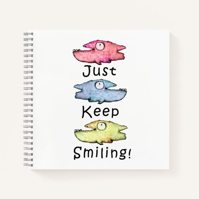 Just Keep Smiling! Colourful toothy fish Notebook (Front)