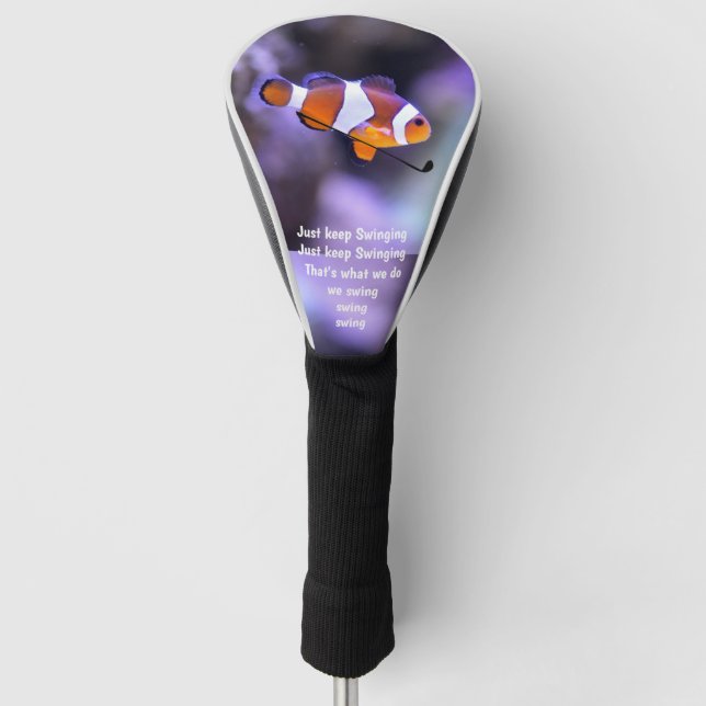 Just Keep Swimming Clown Fish Golf Driver Golf Head Cover (Front)