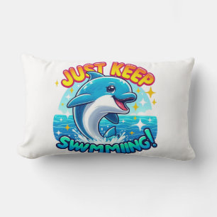 Just Keep Swimming Dolphin Lumbar Pillow