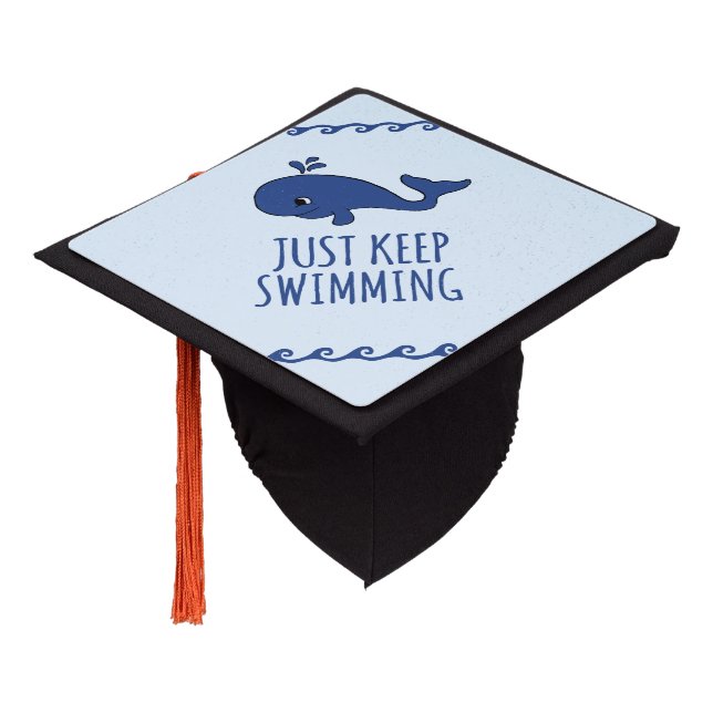 Just Keep Swimming Whale Graduation Cap Topper (Angled)