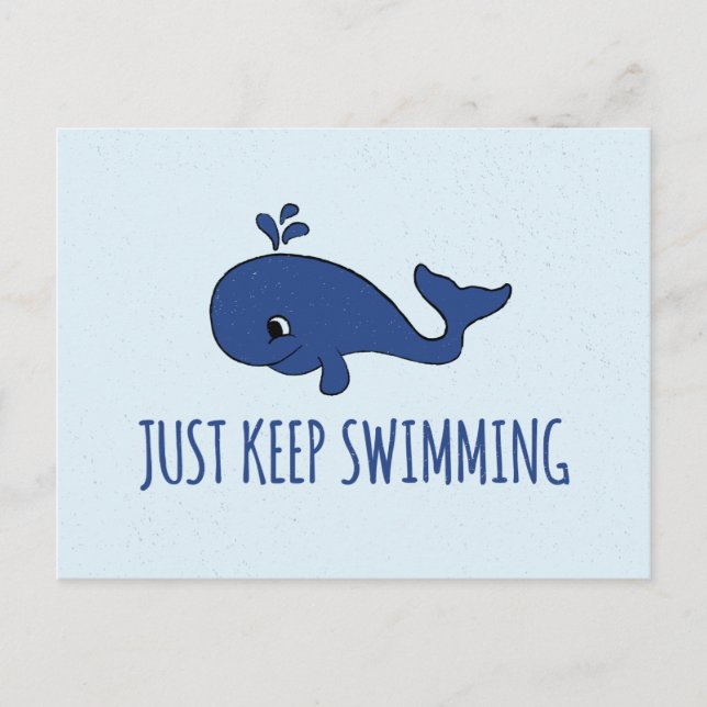 Just Keep Swimming Whale Holiday Postcard (Front)