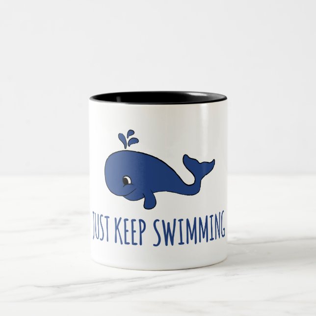 Just Keep Swimming Whale Two-Tone Coffee Mug (Center)