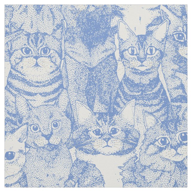 just kittens blue fabric (Swatch)