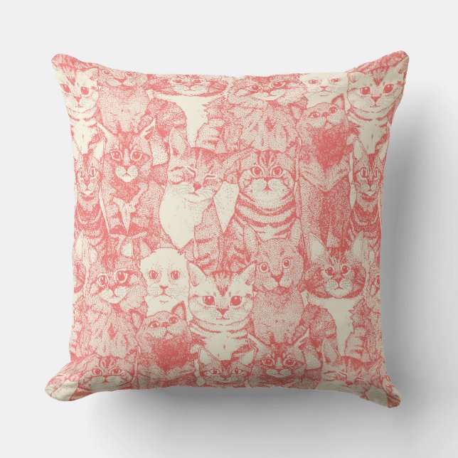 just kittens coral pink throw pillow (Front)