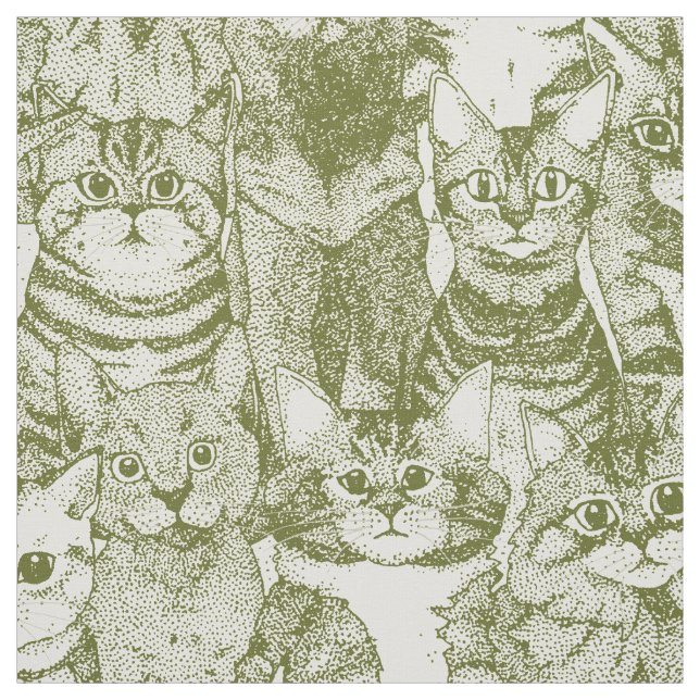just kittens green fabric (Swatch)