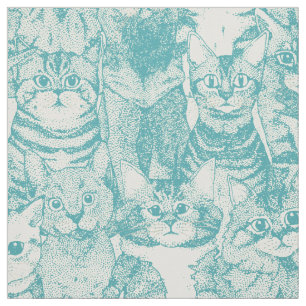 just kittens turquoise fabric