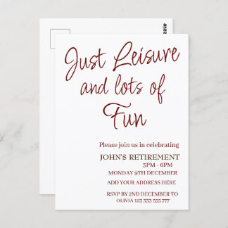 Just Leisure and lots of fun Funny Retirement  Postcard