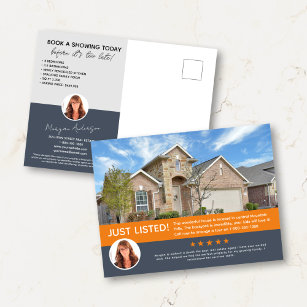JUST LISTED Review Photo Real Estate Marketing Postcard
