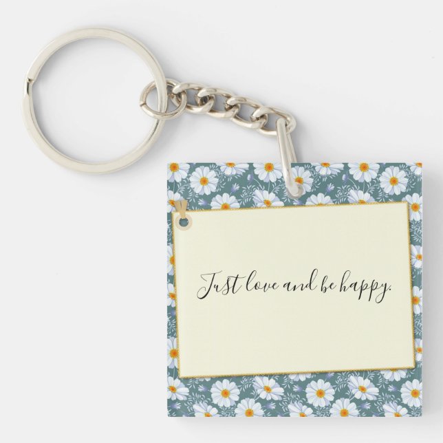 Just love and be happy  button keychain (Front)