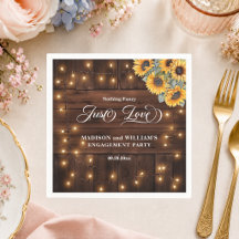 Just Love Brown Wood String Light Engagement Party