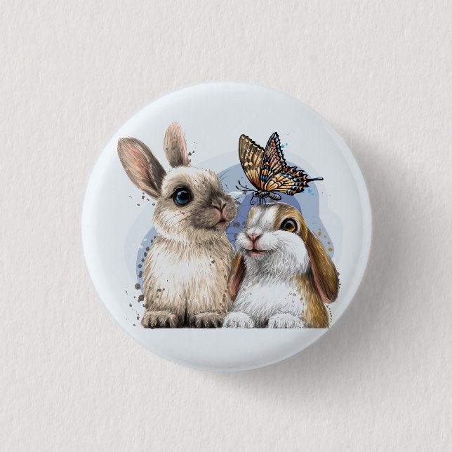 Just Love Bunnies   1 Inch Round Button (Front)