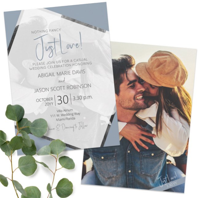 💍 Just Love Casual Dusty Blue Wedding Invitation (💍 Just Love Casual Dusty Blue Wedding Invitation
)