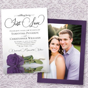 Just Love Elegant Amethyst Rose Wedding Photo Back Invitation