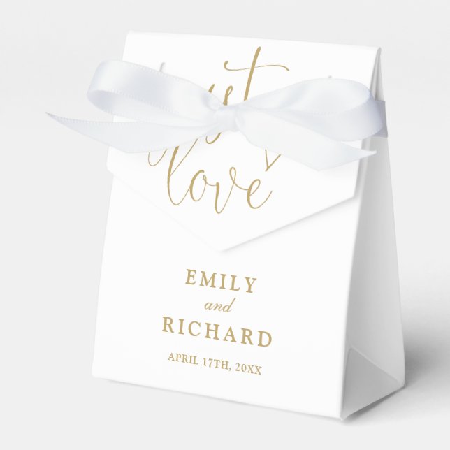 Just Love Elegant Modern Chic Gold Wedding Favor Box (Front Side)