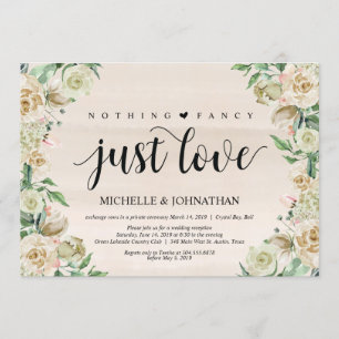 Just love, Elopement Réception Carte d'invitation