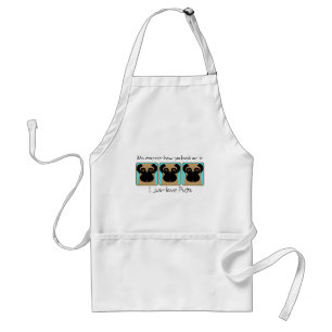 Just Love Pugs Quote and Funny Pugs Looking Around Standard Apron