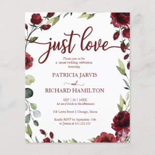 Just Love Red Flowers Budget Wedding Invitations