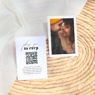Just Love Retro Groovy Photo QR Code Wedding RSVP Enclosure Card