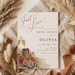Just Love Rustic Western Boho Floral Bridal Shower Invitation