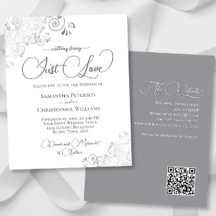 Just Love Silver QR Code BUDGET Wedding Invite