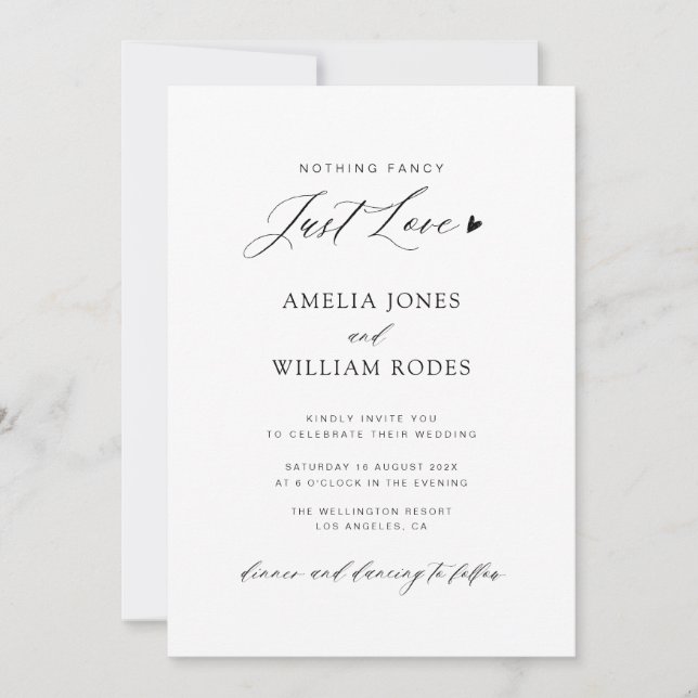 Just love simple all in one wedding Invitation (Front)