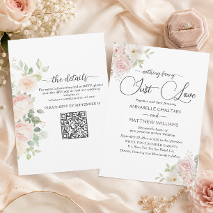 Just Love Soft Blush Roses All in One Wedding  Invitation