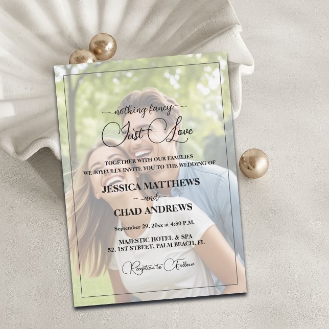 Just Love Text Overlay Photo Wedding  Invitation (Creator Uploaded)