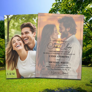 Just Love Text Overlay Photo Wedding  Invitation