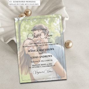 Just Love Text Overlay Photo Wedding Invitation