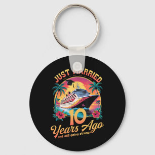Just Married 10 Years Ago Romantic Matching Couple Keychain