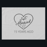 Just Married 15 Years Ago III Tablecloth<br><div class="desc">Cute design, perfect for anyone who's been married for 15 years and to a wedding vow renewal ceremony. It makes a great matching outfit for couples! 'Just Married 15 Years Ago' quote for a couple who got married 15 years ago or a couple renewing wedding vows on their wedding anniversary....</div>