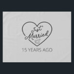Just Married 15 Years Ago III Tablecloth<br><div class="desc">Cute design, perfect for anyone who's been married for 15 years and to a wedding vow renewal ceremony. It makes a great matching outfit for couples! 'Just Married 15 Years Ago' quote for a couple who got married 15 years ago or a couple renewing wedding vows on their wedding anniversary....</div>