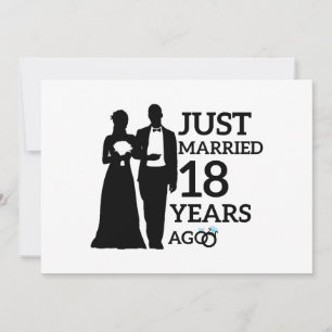 Just Married 18 Years Ago, 18th Anniversary Couple Invitation