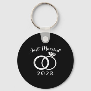 Just Married 2023 Wedding Rings Matching Couple Ne Keychain