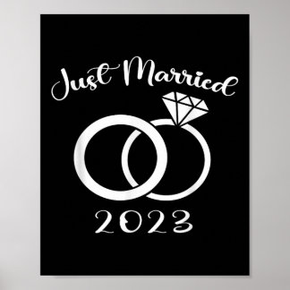Just Married 2023 Wedding Rings Matching Couple Ne Poster