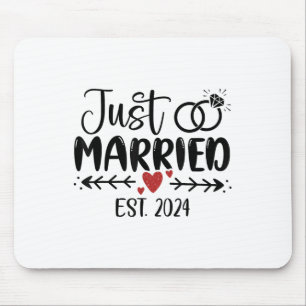 Just Married 2024 Couple Newlywed Bride And Groom Mouse Pad