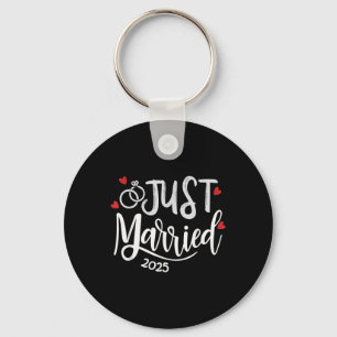 Just Married 2025 - Bride & Groom Wedding Ring Keychain