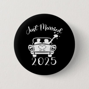 Just Married 2025 Wedding Rings Matching Couple Ne 2 Inch Round Button