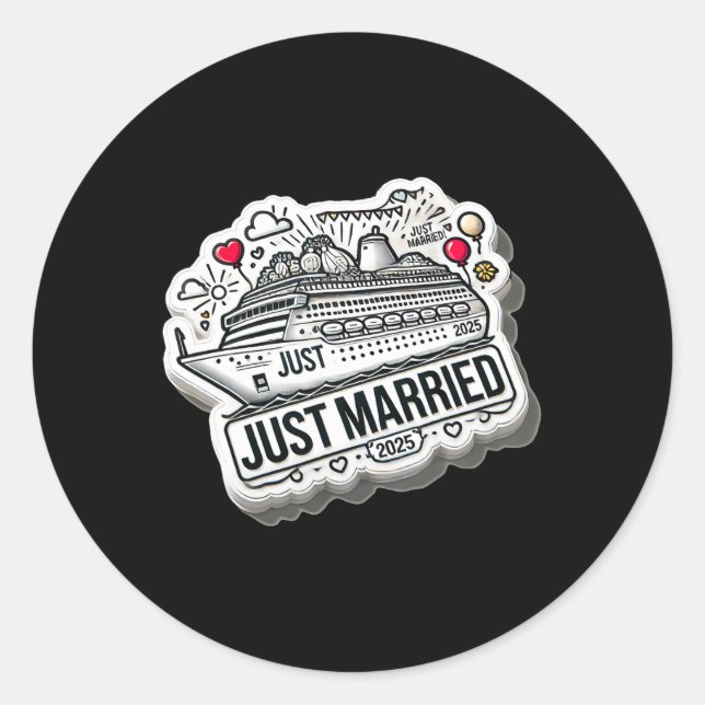 Just Married 2025 Wedding Rings Matching Couple Ne Classic Round Sticker (Front)