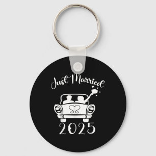 Just Married 2025 Wedding Rings Matching Couple Ne Keychain
