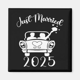 Just Married 2025 Wedding Rings Matching Couple Ne Magnet