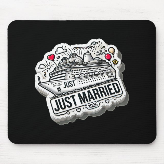 Just Married 2025 Wedding Rings Matching Couple Ne Mouse Pad (Front)