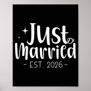 Just Married 2026 Honeymoon Wedding Couples Fiance Poster
