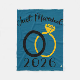 Just married 2026 wedding ring matching honeymoon fleece blanket