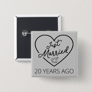Just Married 20 Years Ago III 2 Inch Square Button