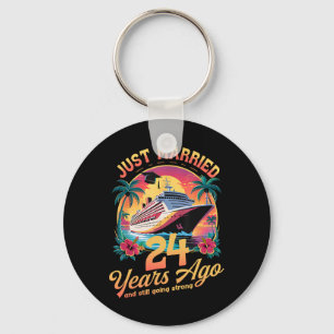 Just Married 24 Years Ago Romantic Matching Couple Keychain