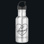 Just Married 25 Years Ago III 532 Ml Water Bottle<br><div class="desc">Cute design, perfect for anyone who's been married for 25 years and to a wedding vow renewal ceremony. It makes a great matching outfit for couples! 'Just Married 25 Years Ago' quote for a couple who got married 25 years ago or a couple renewing wedding vows on their silver anniversary....</div>